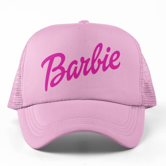 🆕Barbie Script Pretty in Pink Foam Trucker Hat Mesh Snapback Cap - Picture 1 of 2